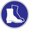 Mandatory sign ASR A1.3/BGV A8 Use protective footwear plastic