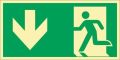 Emergency sign EN ISO 7010 L297xW148 mm escape route, landscape/with figure plas