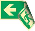 Emergency sign EN ISO 7010 L297xW148 mm escape route left/right, double-sided pl