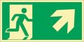 Emergency sign EN ISO 7010 L297xW148 mm emergency exit route, right upwards plas