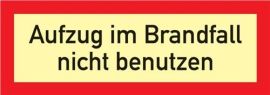 Brandschutzzeichen DIN 4066 L297xB105mm Aufzug im Brandfall n.benutzen Ku.