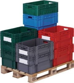 Rotating stackable container PP blue L600xW400xH420mm LA-KA-PE