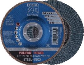 Fan-type disc POLIFAN® Z SG POWER STEELOX dm 115 mm granulation Z-40 flat INOX z