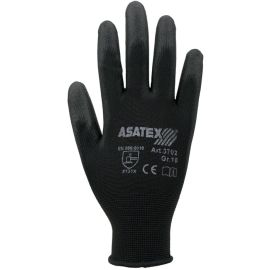 Gloves size 8 black Nylon with polyurethane EN 388 category II ASATEX