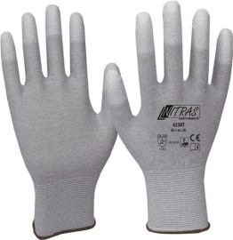 Gloves size L (8) grey/white nylon carbon w.polyurethane EN 388, EN 16350 catego