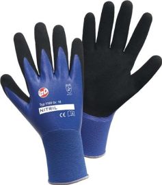 Handschuhe Nitril Aqua Gr.8 blau/schwarz Nyl.m.dop.Nitril EN 388 Kat.II