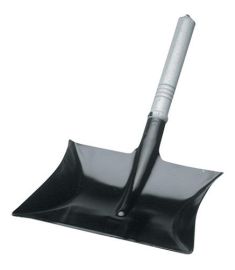 Dustpan with wooden handle, metal cap/ring black painted blade l. 220 x blade wi