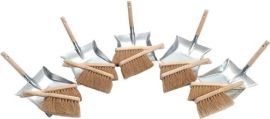 Dustpan set with wooden handle comprising 10 hand brushes & 5 dustpans SOREX