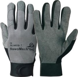 Synthetic leather gloves RewoMech 640 size 10 black/grey synthetic leather/EL EN