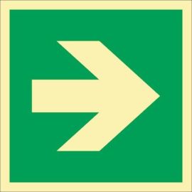 Emergency sign EN ISO 7010 L148xW148 mm straight arrow sign film