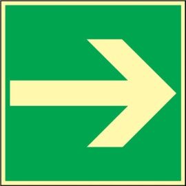 Emergency sign BGV A8 L148xW148 mm straight arrow sign plastic