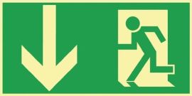 Emergency sign BGV A8 L297xW148 mm escape route, landscape/with figure film