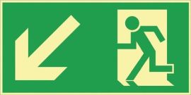 Emergency sign BGV A8 L297xW148 mm escape route, left downwards plastic