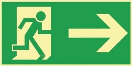 Emergency sign BGV A8 L297xW148 mm escape route, right plastic