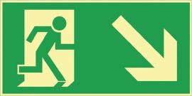 Emergency sign BGV A8 L297xW148 mm emergency exit route, right downwards plastic