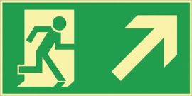 Emergency sign BGV A8 L297xW148 mm emergency exit route, right upwards plastic