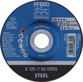 Schruppscheibe SG STEEL D115xS7,2mm gekr.STA Bohr.22,23mm PFERD