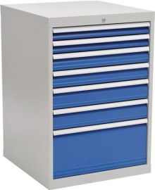 Schubladenschrank H1019xB705xT736mm grau/blau 2x75,2x100,2x125,1x300mm Schubl.