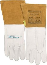 Welder#s gloves size L (9) natural/orange grained goatskin/split cowhide/Softouc