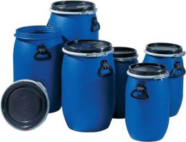 Wide neck container 120 l polyethylene blue fill port dm 400 mm GRAF