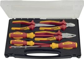 Pliers/tool set 7-piece 2-component grips plastic case VDE